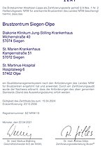 Zertifikat des Brustzentrums Siegen-Olpe